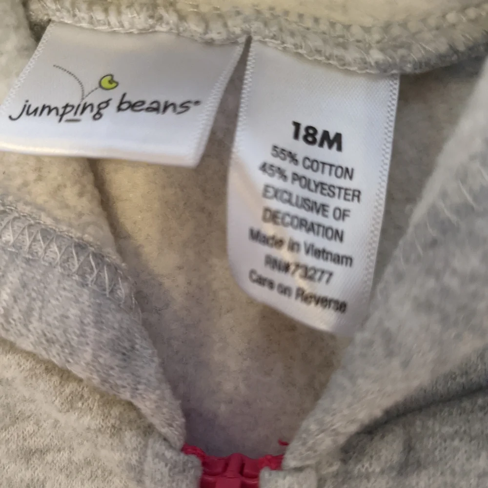Girls Sweatshirt hoodies size 18 months pink/grey Zip Up Fleece Polka Dots Heart